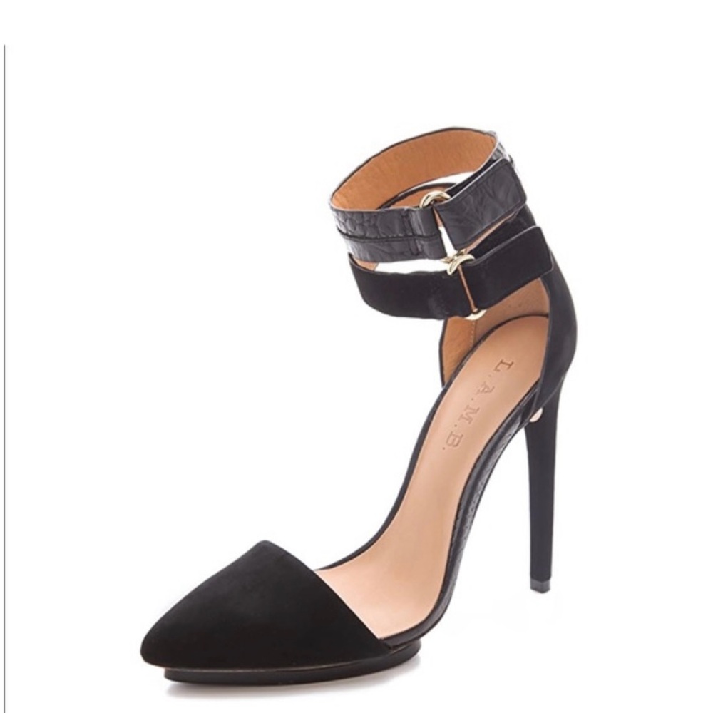 L.A.M.B. Black Suede Oxley Pumps
